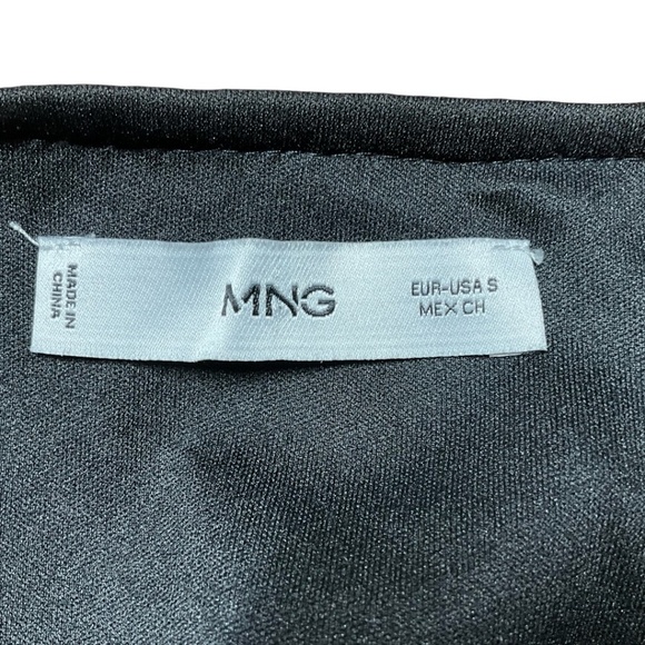 MANGO Black & White Houndstooth Sequin Mini Skirt Side Zipper US Sz S - Picture 5 of 10